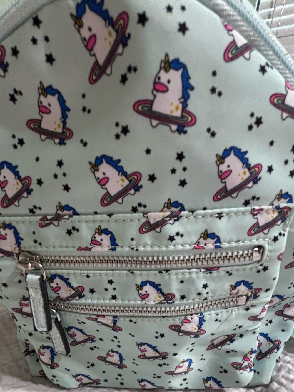 Cute Mint Unicorn Print Backpack - Women - Picture 1 of 9